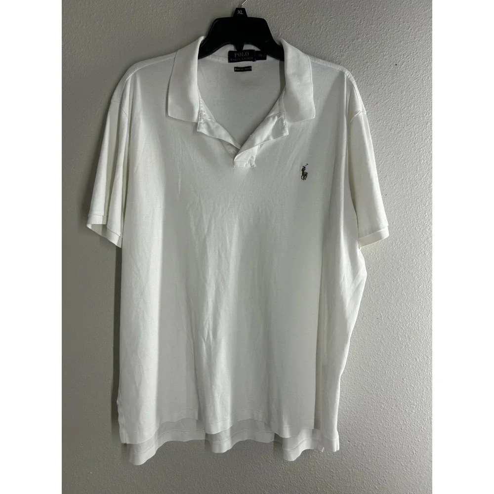 Polo Ralph Lauren Shirt Mens XXL White Pima Soft Touch Interlock Polo Flesh Pony